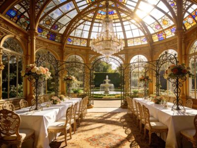 Wedding venue Victorian style metal and glass iron conservatory